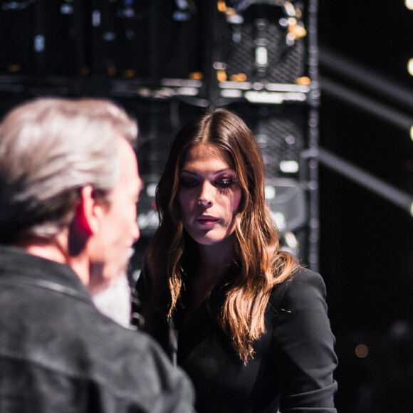 Exclusif - Florent Pagny, Iris Mittenaere et le chanteur Dave - Backstage de l'enregistrement de l'émission "La boite à secrets" N°2, présentée par F.Bollaert, et qui sera diffusée le 20 décembre sur France 3 en prime time. Le 8 octobre 2019 © Tiziano Da Silva / Bestimage  Exclusive - No Web No Blog pour Belgique et Suisse08/10/2019 - Paris