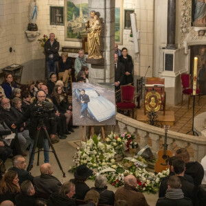 Guénaëlle Barrière, Jean-Marie Le Pen - Les obsèques de Alain Barrière en l'église Saint-Joseph à La Trinité-sur-Mer le 23 décembre 2019.