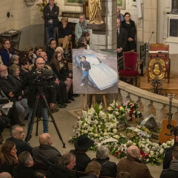 Guénaëlle Barrière, Jean-Marie Le Pen - Les obsèques de Alain Barrière en l'église Saint-Joseph à La Trinité-sur-Mer le 23 décembre 2019.