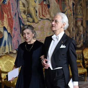 Gérard Mourou (Lauréat de physique) et sa femme Marcelle Mourou - Dîner des lauréats du prix Nobel au palais royal à Stockholm le 11 décembre 2018.