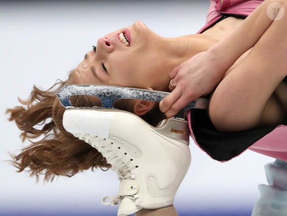 La Française Laurine Lecavelier lors des championnats d'Europe de patinage artistique de 2018 à Moscou, Russie, le 20 janvier 2018.