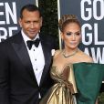 Jennifer Lopez et son fiancé Alex Rodriguez - Photocall de la 77e cérémonie annuelle des Golden Globe Awards au Beverly Hilton Hotel à Los Angeles. Le 5 janvier 2020.