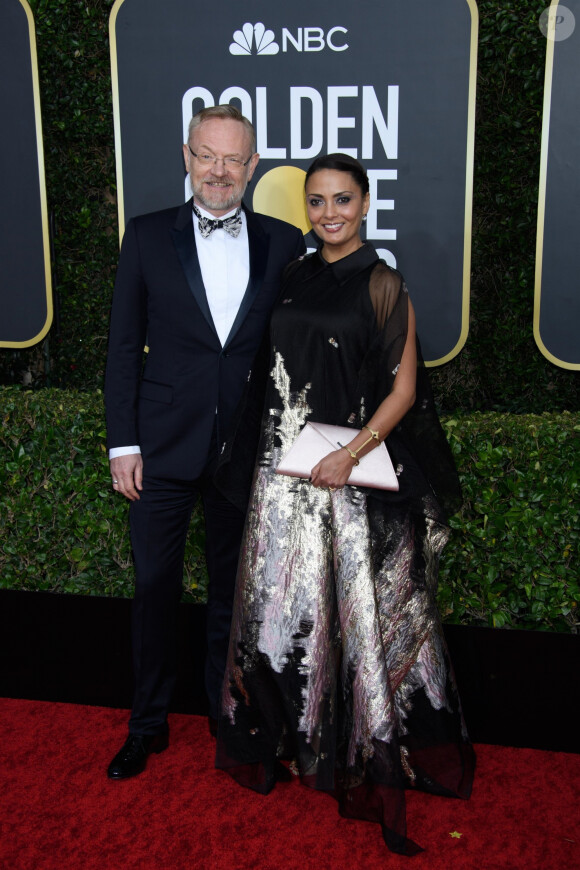 Allegra Riggio et son mari Jared Harris - Photocall de la 77e cérémonie annuelle des Golden Globe Awards au Beverly Hilton Hotel à Los Angeles. Le 5 janvier 2020.