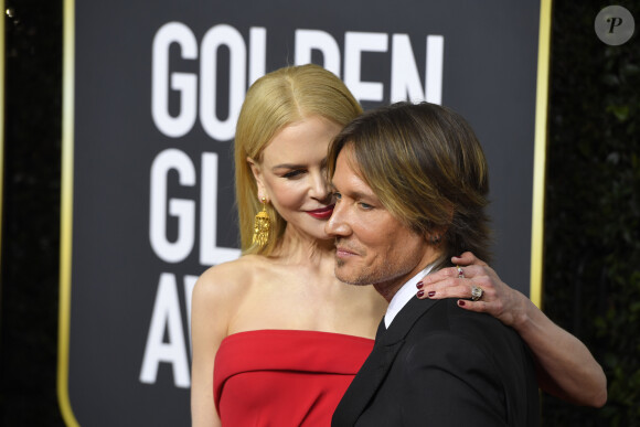 Nicole Kidman et son mari Keith Urban - Photocall de la 77e cérémonie annuelle des Golden Globe Awards au Beverly Hilton Hotel à Los Angeles. Le 5 janvier 2020. © Kevin Sullivan via ZUMA Wire/Bestimage