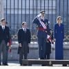 Le roi Felipe VI et la reine Letizia d'Espagne présidaient à la traditionnelle pâque militaire, premier rendez-vous officiel de l'année civile, le 6 janvier 2020 au palais royal, à Madrid.