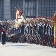 Le roi Felipe VI et la reine Letizia d'Espagne présidaient à la traditionnelle pâque militaire, premier rendez-vous officiel de l'année civile, le 6 janvier 2020 au palais royal, à Madrid.