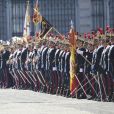 Le roi Felipe VI et la reine Letizia d'Espagne présidaient à la traditionnelle pâque militaire, premier rendez-vous officiel de l'année civile, le 6 janvier 2020 au palais royal, à Madrid.
