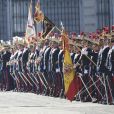 Le roi Felipe VI et la reine Letizia d'Espagne présidaient à la traditionnelle pâque militaire, premier rendez-vous officiel de l'année civile, le 6 janvier 2020 au palais royal, à Madrid.