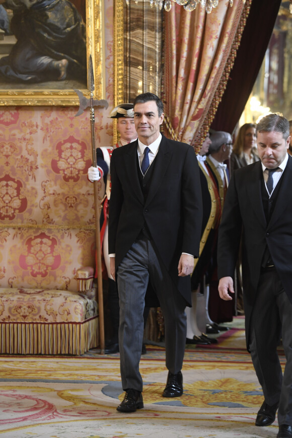 Le chef du gouvernement espagnol Pedro Sanchez lors de la traditionnelle pâque militaire, premier rendez-vous officiel de l'année civile, le 6 janvier 2020 au palais royal, à Madrid.