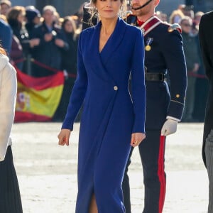 Le roi Felipe VI et la reine Letizia d'Espagne présidaient à la traditionnelle pâque militaire, premier rendez-vous officiel de l'année civile, le 6 janvier 2020 au palais royal, à Madrid.