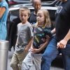 Exclusif - Zahara, Knox et Vivienne Jolie-Pitt rejoignent leur hôtel pendant que leur mère Angelina Jolie profite pleinement de la Fashion Week de New York, le 13 septembre 2017.