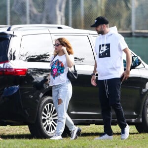 Exclusif - Shakira, Gerard Pique - Shakira et son compagnon sont allés encourager leurs fils lors de leur entrainement de football à Miami, le 30 décembre 2019.