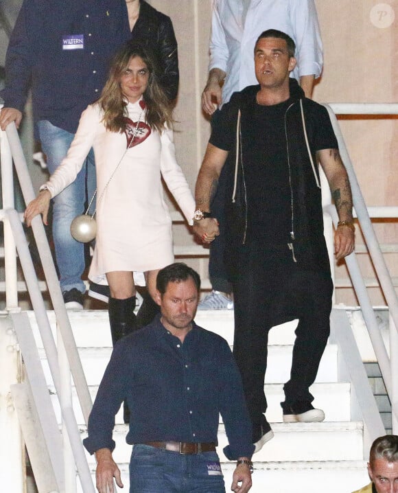 Robbie Williams et sa femme Ayda Field après un concert d'Adele au Wiltern Theatre à Los Angeles, le 13 février 2016.