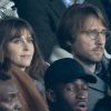Mathieu Vergne et sa femme Ophélie Meunier dans les tribunes lors du match de Ligue 1 opposant le Paris Saint-Germain à l'AS Monaco au Parc des Princes à Paris, France, le 12 janvier 2020. Le PSG fait match nul face à l'AS Monaco (3-3).