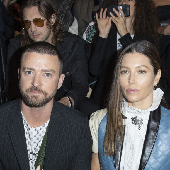 Justin Timberlake et sa femme Jessica Biel - Front Row du défilé de mode PAP femme printemps-été 2020 Louis Vuitton à Paris. Le 1er octobre 2019 © Olivier Borde / Bestimage