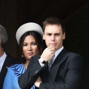 Louis Ducruet et sa femme Marie Chevallier - La famille princière de Monaco au balcon du palais lors de la Fête nationale monégasque à Monaco. Le 19 novembre 2019 © Dominique Jacovides / Bestimage