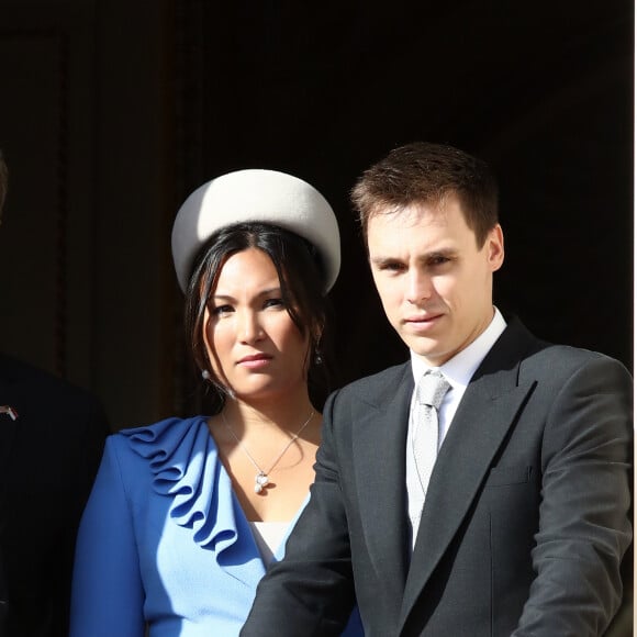 Louis Ducruet et sa femme Marie Chevallier - La famille princière de Monaco au balcon du palais lors de la Fête nationale monégasque à Monaco. Le 19 novembre 2019 © Dominique Jacovides / Bestimage