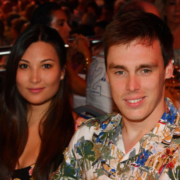 Louis Ducruet et Marie Chevalier, sa future épouse, durant la traditionelle soirée au profit de Fight Aids Monaco, dans la salle des Etoiles du Sporting à Monaco le 13 juillet 2019. Cette année, l'association de la princesse Stéphanie de Monaco, fête ses 15 ans. C'est le célèbre groupe américain The Beach Boys, tout droit venu de Californie, qui assure le Show au profit de l'association. Les membres de la famille princière, le prince Albert II de Monaco en tête, ainsi que l'ensemble du public, n'ont pas hésité à se mettre en mode "Beach Boys". © Bruno Bebert/Bestimage