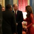 Le prince William, duc de Cambridge, et Kate Middleton, duchesse de Cambridge, accueillent les invités de la réception organisée pour le début du "Sommet Grande-Bretagne-Afrique sur les investissements" à Buckingham Palace, le 20 janvier 2020.