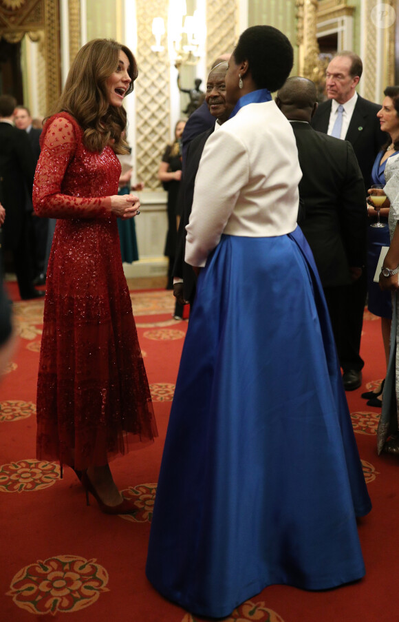 Kate Middleton, duchesse de Cambridge - Le prince William, duc de Cambridge, et Kate Middleton, duchesse de Cambridge, accueillent les invités de la réception organisée pour le début du "Sommet Grande-Bretagne-Afrique sur les investissements" à Buckingham Palace, le 20 janvier 2020.