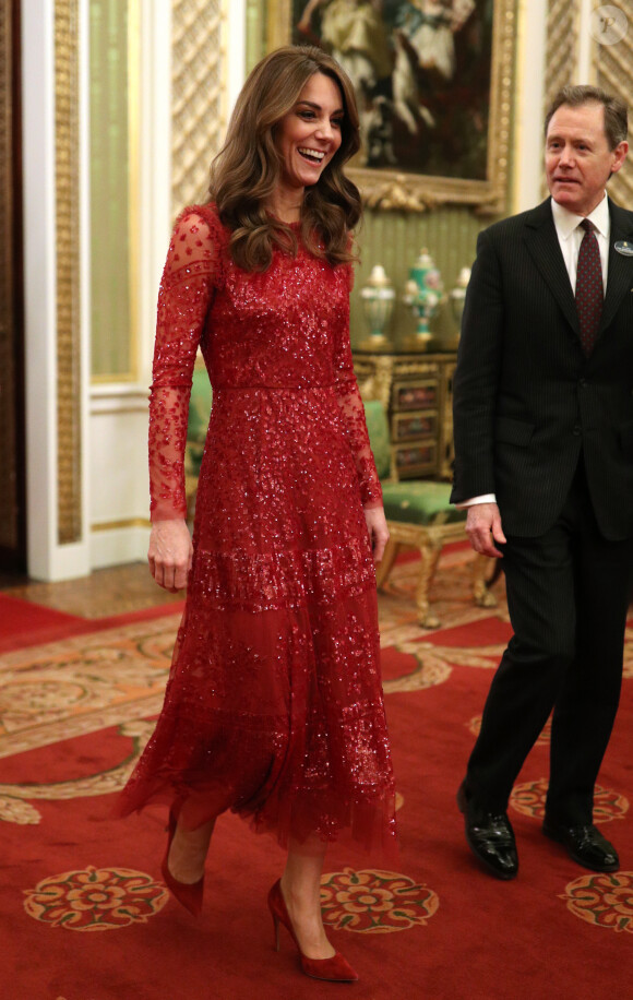 Kate Middleton, duchesse de Cambridge - Le prince William, duc de Cambridge, et Kate Middleton, duchesse de Cambridge, accueillent les invités de la réception organisée pour le début du "Sommet Grande-Bretagne-Afrique sur les investissements" à Buckingham Palace, le 20 janvier 2020.