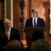 Le prince William prononce un discours aux côtés de B. Johnson - Le prince William, duc de Cambridge, et Kate Middleton, duchesse de Cambridge, accueillent les invités de la réception organisée pour le début du "Sommet Grande-Bretagne-Afrique sur les investissements" à Buckingham Palace, le 20 janvier 2020.