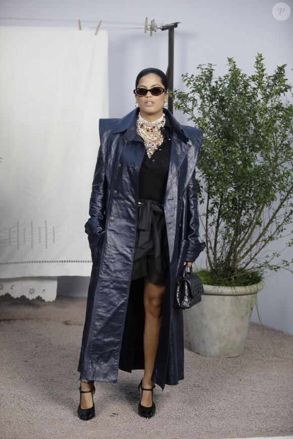 Naomi Diaz (du groupe Ibeyi) assiste au premier défilé Chanel, collection Haute Couture printemps-été 2020, au Grand Palais. Paris, le 21 janvier 2020. © Olivier Borde / BestImage