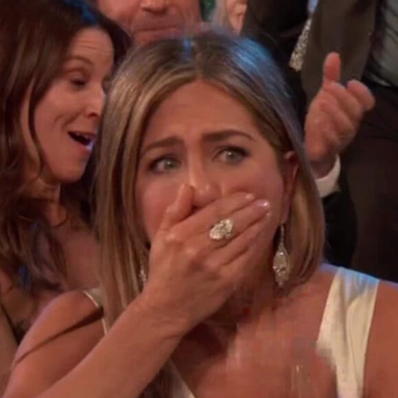 Jennifer Aniston désignée meilleure actrice dans une série dramatique pour "The Morning Show", lors de la 26e cérémonie des "Screen Actors Guild Awards" ("SAG Awards") qui s'est déroulée au Shrine Auditorium à Los Angeles, le 19 janvier 2020.