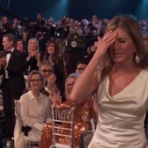 Jennifer Aniston désignée meilleure actrice dans une série dramatique pour "The Morning Show", lors de la 26e cérémonie des "Screen Actors Guild Awards" ("SAG Awards") qui s'est déroulée au Shrine Auditorium à Los Angeles, le 19 janvier 2020.