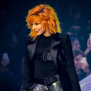 Mylène Farmer lors du dernier défilé de mode Haute-Couture printemps-été 2020 "Jean-Paul Gaultier" au théâtre du Châtelet à Paris, France, le 22 janvier 2020. Communiqué de presse envoyé vendredi 17 janvier par la maison Jean Paul Gaultier signé du couturier lui-même, il précisait : "Le 22 janvier 2020, je fêterai mes 50 ans de carrière dans la mode avec un grand défilé-show Haute Couture, au Théâtre du Chatelet. Ce sera aussi mon dernier défilé". © Veeren-Clovis/Bestimage