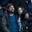 Charlotte Namura et Jean-Luc Guizonne dans les tribunes du Parc des Princes lors du match de Coupe de France "PSG - Strasbourg (2-0)" à Paris, le 23 janvier 2019.