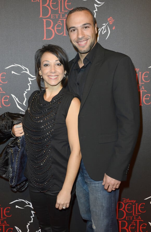 Sarah Abitbol et son mari Jean-Louis Lacaille - People a la generale de la comedie musicale "La Belle et la Bete" au Theatre Mogador a Paris le 24 octobre 2013.