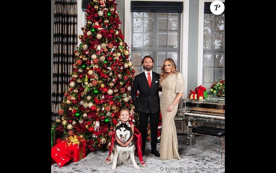 Tamara Ecclestone, son mari Jay Rutland et leur fille Sophia. Décembre 2019.