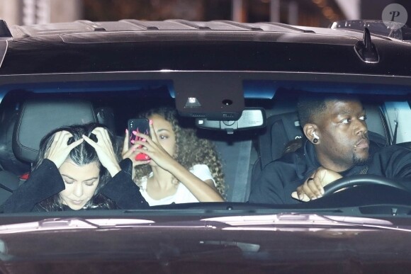 Exclusif - Kourtney Kardashian - Le clan Kardashian quitte l'anniversaire de la fille de K.Jenner, Stormi à Los Angeles, le 2 février 2020. Pour son deuxième anniversaire le thème était Stormiworld. S.Richie, la compagne de S.Disck était également présente à l'évènement.