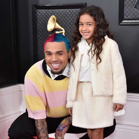 Chris Brown et sa fille Royalty Brown aux 62e Grammy Awards à Los Angeles, le 26 janvier 2020.