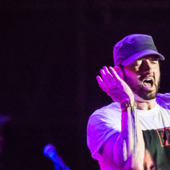 Eminem en concert lors du festival "Bonnaroo Music and Arts" à Manchester, le 17 juin 2018.