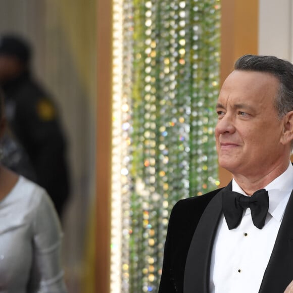 Tom Hanks et sa femme Rita Wilson lors du photocall des arrivées de la 92ème cérémonie des Oscars 2019 au Hollywood and Highland à Los Angeles, Californie, Etats-Unis, le 9 février 2020.