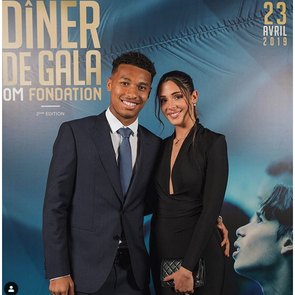 Coralie Porrovecchio et Boubacar Kamara au dîner de gala OM Fondation. Avril 2019.