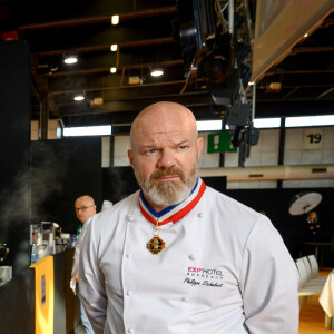 Exclusif - Philippe Etchebest préside le salon français de la restauration "Expotel" à Bordeaux. Il dirige aussi la journée des chefs et sa compétion regroupant 22 Etoiles sur l'évènement, le 25 Novembre 2019. © Patrick Bernard/Bestimage