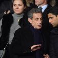  Nasser Al-Khelaifi et Nicolas Sarkozy dans les gradins lors du match Paris Saint-Germain contre Club Brugge au Parc des Princes à Paris, le 6 novembre 2019 Photo : Christian Liewig/ABACAPRESS.COM 
