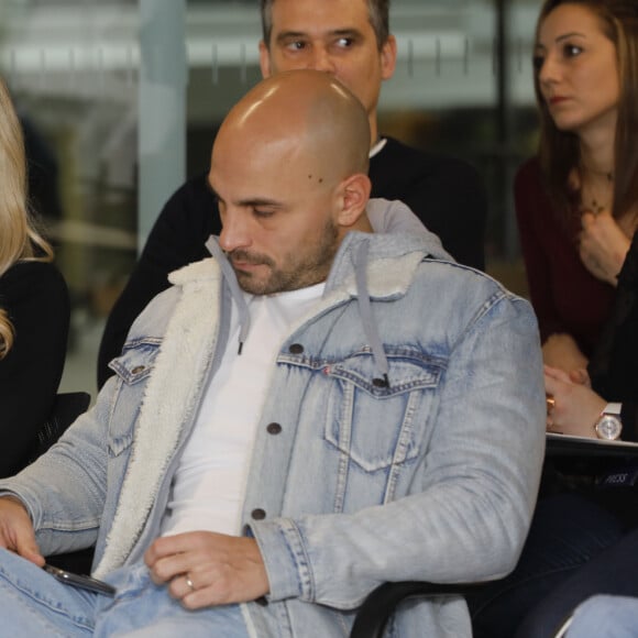 Exclusif - Clara Morgane et son mari Jérémy Olivier - Conférence de presse de lancemement de MyPrivateCoachApp à la Station F à Paris, le 27 novembre 2019. © Christophe Clovis / Bestimage