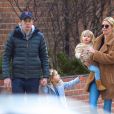 Exclusif - Nicky Hilton Rothschild se promène avec son mari James Rothschild et ses enfants Lily Grace et Teddy Rothschild dans les rues de New York, le 17 février 2020
