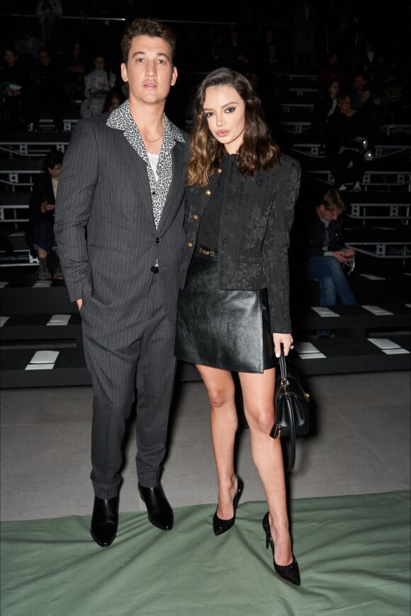 Miles Teller et sa femme Keleigh Sperry assistent au défilé de mode CELINE, collection prêt-à-porter automne-hiver 2020/2021, aux Invalides. Paris le 28 février 2020.