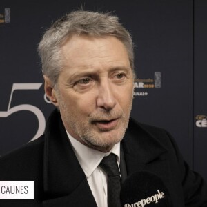 Antoine de Caunes en interview exclusive pour "Purepeople.com" lors de la 45e cérémonie des César, à la salle Pleyel le 28 février 2020.