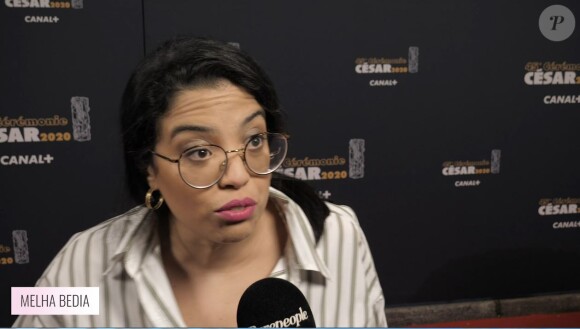 Melha Bédia en interview exclusive pour "Purepeople.com" lors de la 45e cérémonie des César, à la salle Pleyel le 28 février 2020.