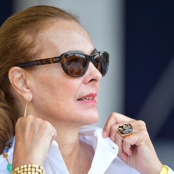 Exclusif - Carole Bouquet dans l'espace VIP du Longines Paris Eiffel Jumping au Champ de Mars à Paris le 7 juillet 2019.