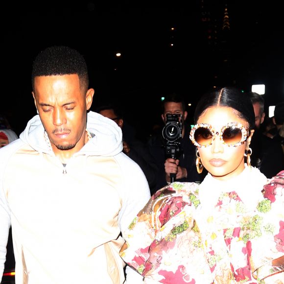 Nicki Minaj et son mari Kenneth Petty arrivent au défilé de Marc Jacobs lors de la New York Fashion Week (NYFW), le 12 février 2020.
