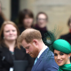 Le prince Harry, duc de Sussex, et Meghan Markle, duchesse de Sussex - La famille royale d'Angleterre lors de la cérémonie du Commonwealth en l'abbaye de Westminster à Londres, le 9 mars 2020.