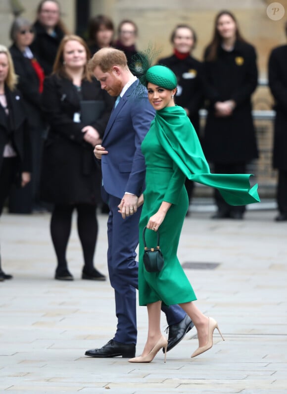Le prince Harry, duc de Sussex, et Meghan Markle, duchesse de Sussex - La famille royale d'Angleterre lors de la cérémonie du Commonwealth en l'abbaye de Westminster à Londres, le 9 mars 2020.