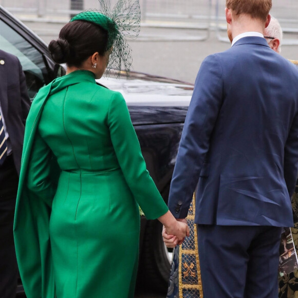 Le prince Harry, duc de Sussex, et Meghan Markle, duchesse de Sussex - La famille royale d'Angleterre à la sortie de la cérémonie du Commonwealth en l'abbaye de Westminster à Londres, le 9 mars 2020.